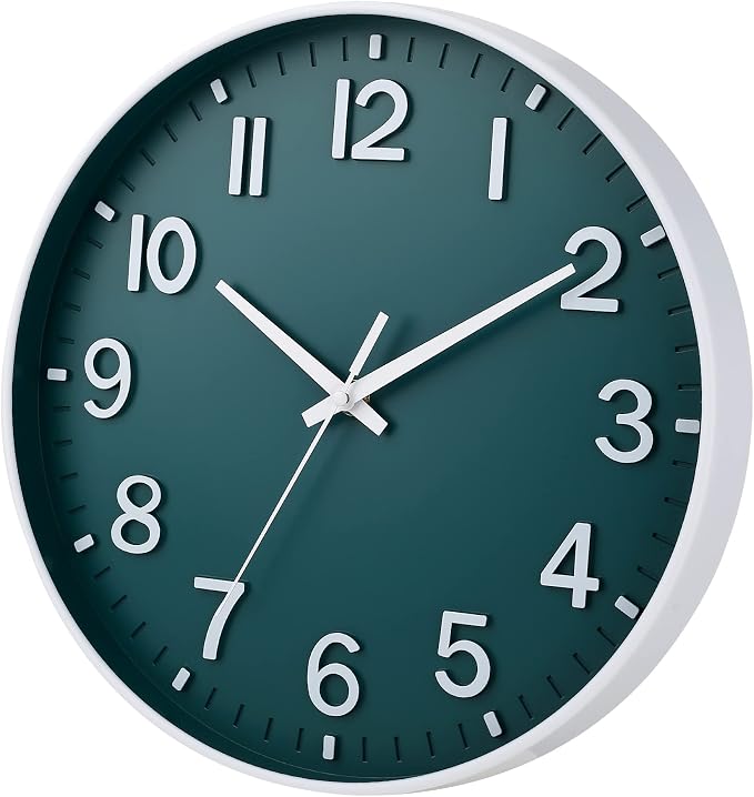 HZDHCLH Green Wall Clocks Battery Operated, 12 inch Silent Non Ticking Modern - Image 3