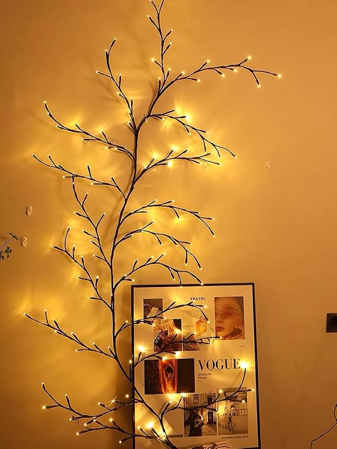 96 LED Willow Vine Lights 6FT Enchanted Wall Decoration Vine Lights 8 Modes - Image 5