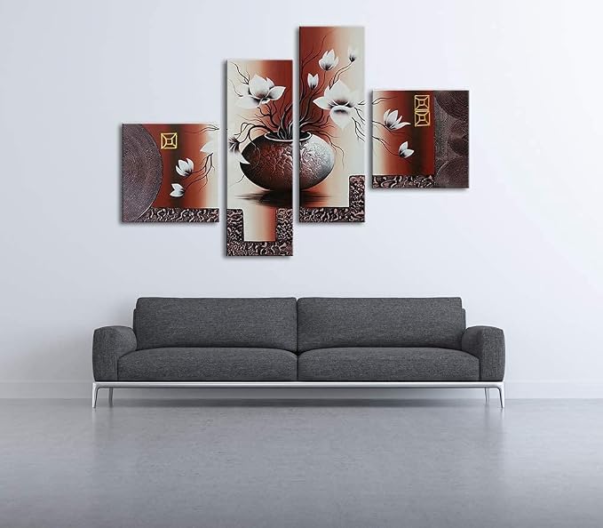 Wieco Art Huge Size Artwork 4 Panels 100% Hand-painted Modern Canvas Wall Art - Image 9