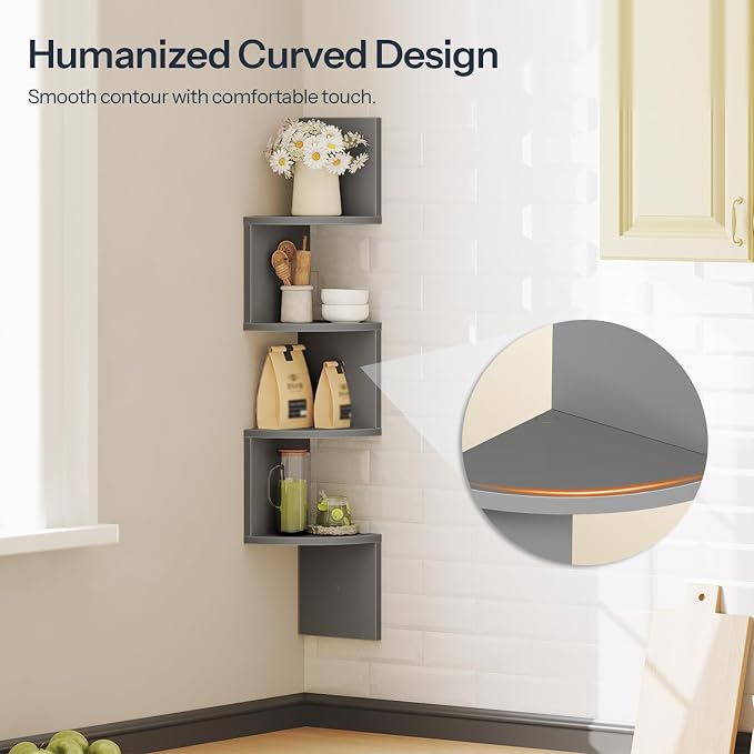 HOOBRO Corner Shelf Wall-Mounted, 4-Tier Bookshelves - Image 5