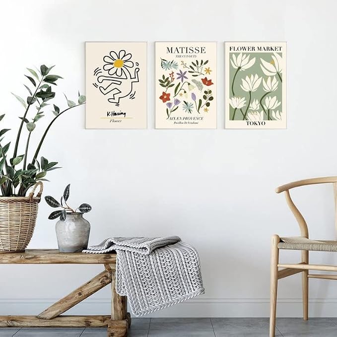 Abstract Matisse Wall Art Decor, Unframed Flower Market Print Posters Set of 3 - Image 3