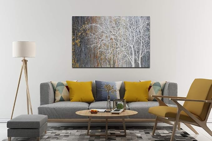 Yihui Arts White Birch Trees Painting 3D Canvas Art On Canvas Abstract Artwork - Image 7