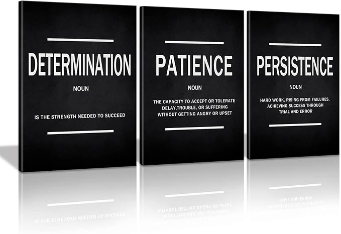 KAWAHONE Inspirational Quotes Wall Art, Motivational Determination Patience by KAWAHONE