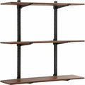 Kate and Laurel Atwood Three-Tiered Adjustable Mango Wood Wall Shelf, Walnut by KateandLaurel