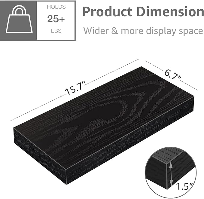 QEEIG Floating Shelf for Wall Bathroom Shelves Bedroom Kitchen Living Room - Image 3