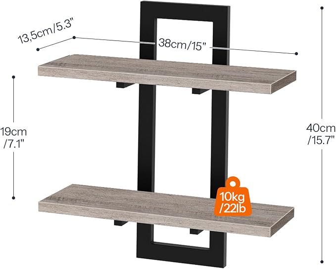 HOOBRO Floating Shelves, 15 Inch Wall Shelf Set of 4, Wall Mounted Storage - Image 2
