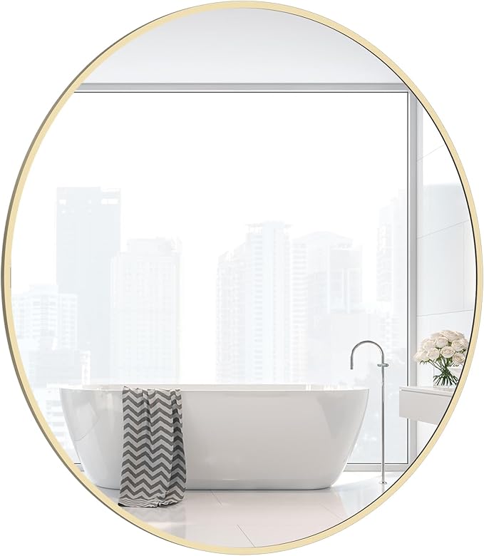 WallBeyond 24 inch Round Mirror Gold Circle Wall Mirror by WallBeyond