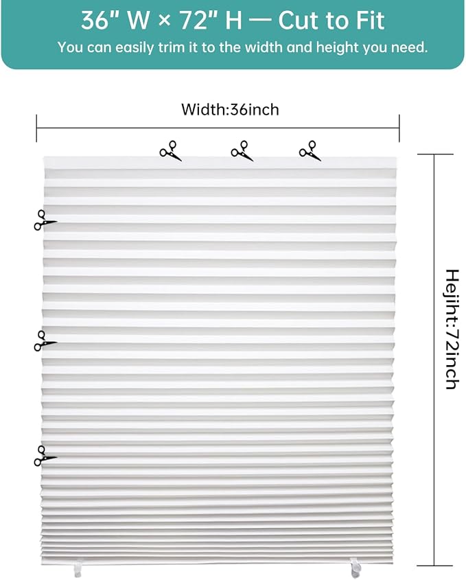 Changshade 12 Pack Temporary Shades, Pleated Paper Blinds - Image 3