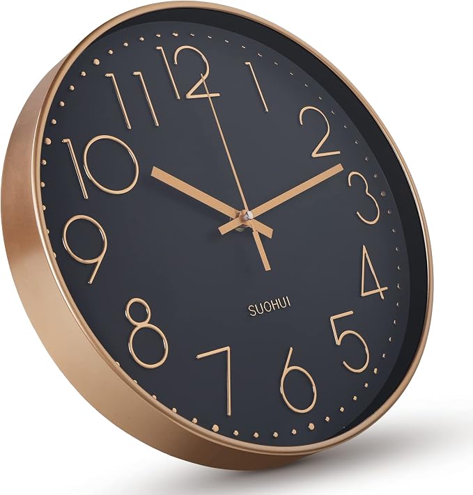 Silent Wall Clock 12 Inch Non-Ticking Wall Clocks Battery Operated by SUOHUI