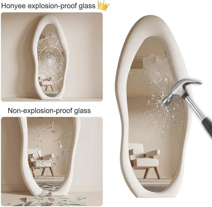 Honyee Full Length Mirror, Irregular Wavy Full Body Mirror - Image 5