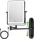Wall Mounted Lighted Makeup Mirror, Rectangle Double Sided 1X/10X Magnifying by Qimh