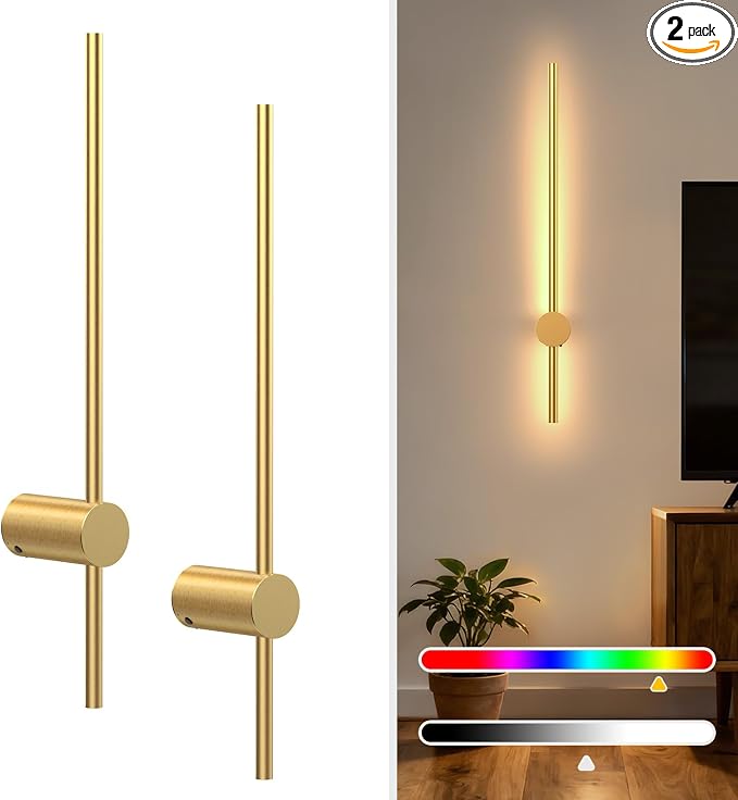 NIORSUN 24 Inch Battery Operated Wall Sconce Set of 2, 10 Colors Dimmable by NIORSUN