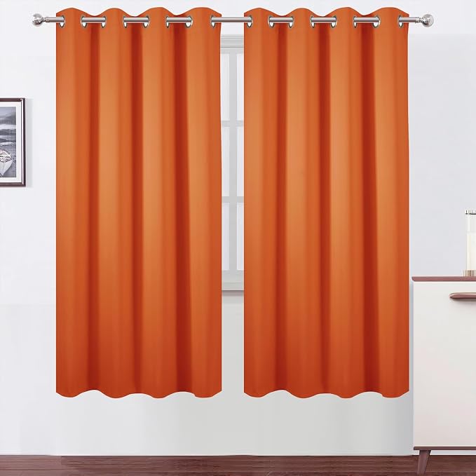 LEMOMO Blackout Curtains 66 x 72 Inch Long Orange Curtains Set of 2 Panels Room by Lemomo