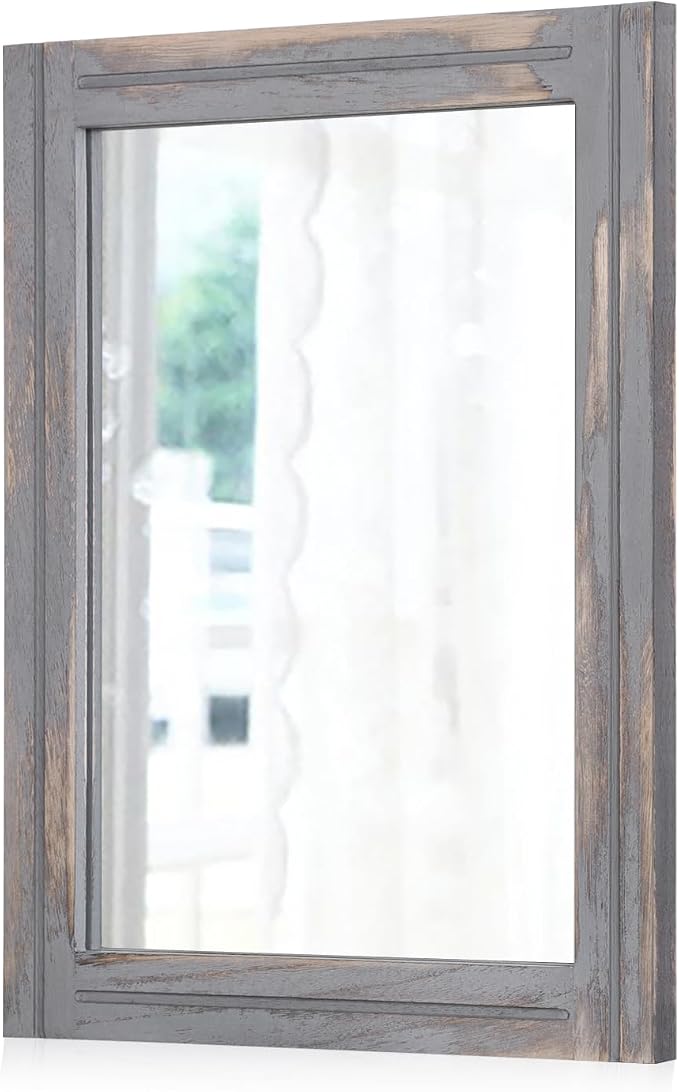 AAZZKANG Wood Framed Mirror Rectangular Rustic Wall Mirrors Decorative Large by AAZZKANG