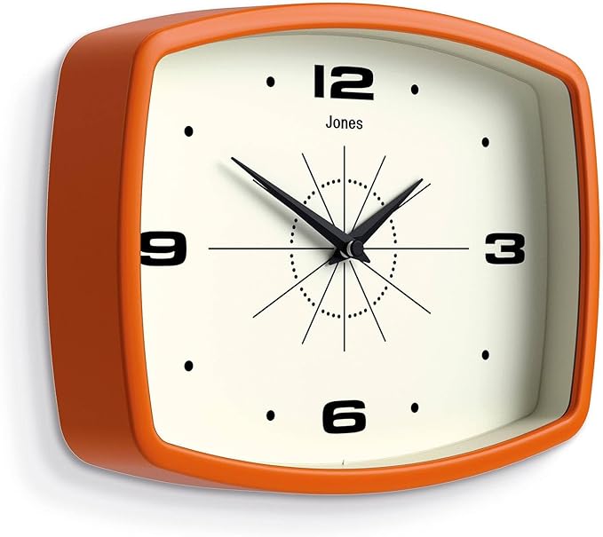 JONES CLOCKS® Movie wall Clock | Retro Rectangular Clock | 10 inch | Orange | - Image 2