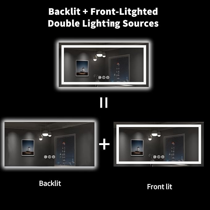 LOAAO 55X30 LED Bathroom Mirror - Image 7
