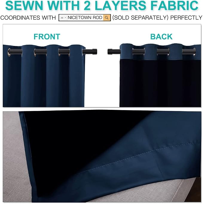 NICETOWN Full Shade Curtain Panels, Pair of Energy Smart & Noise Blocking Out - Image 4