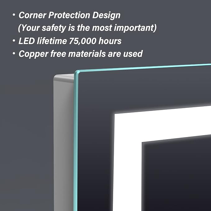 32x24 inch Wall Mounted LED Bathroom Mirror - Image 7