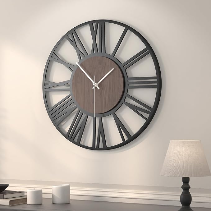Cuspin 24 Inch Large Wall Clock, Silent Non Ticking Battery Operated Roman - Image 7