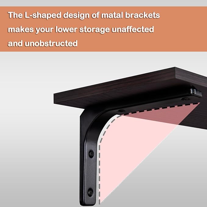 DINZI LVJ Long Wall Shelves, 23.6 Inch Wall Mounted Shelves Set of 2, - Image 9