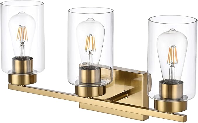 3-Light Bathroom Vanity Light, Modern Brushed Gold Wall Lights - Image 2