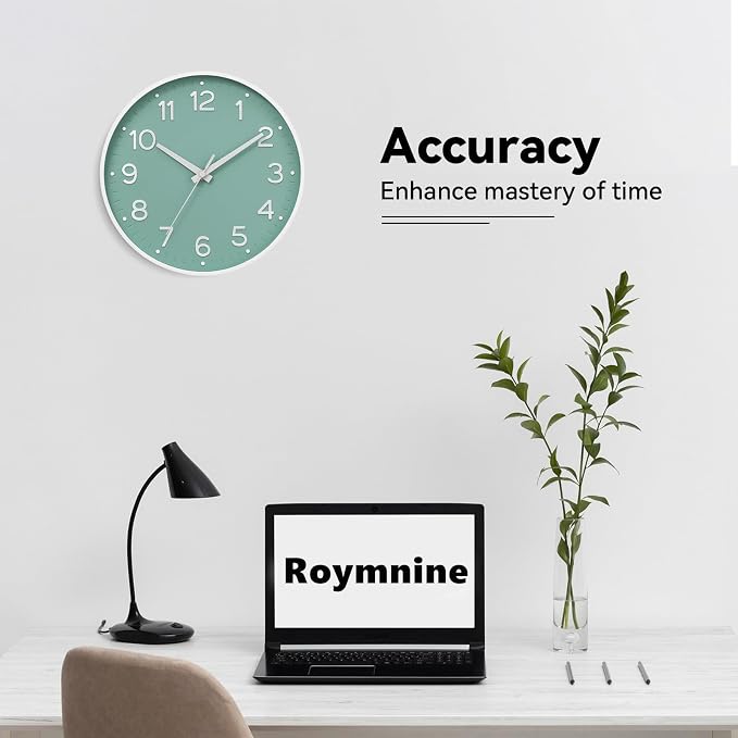 Roymnie Wall Clock Green, Silent Wall Clocks Battery Operated 8 Inch-Modern Non - Image 7
