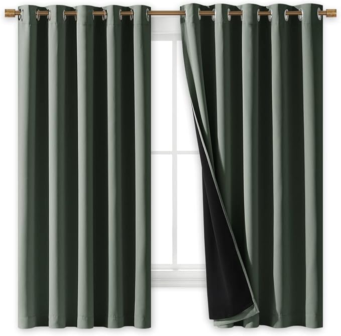 NICETOWN Dark Mallard 100% Blackout Lined Curtains, 2 Thick Layers Completely - Image 2