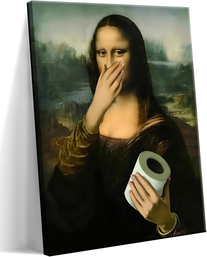 Funny Mona Lisa Canvas Wall Art by ZNHARTWallArt