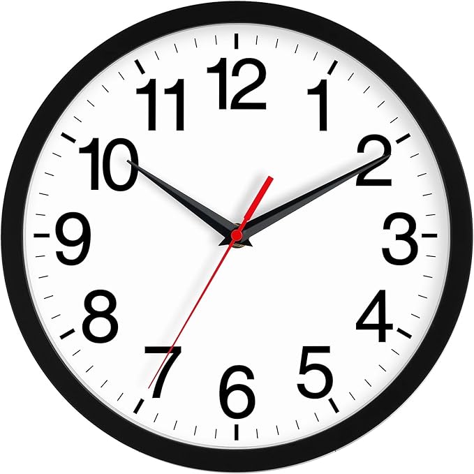 Rohioue Wall Clock Modern 10 Inch Black Battery Operated Silent Non Ticking by RohioueWallClock