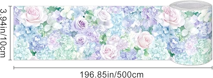 HOMETITUTE Wallpaper Border Peel and Stick Wall Border Pastel Floral Garden - Image 3