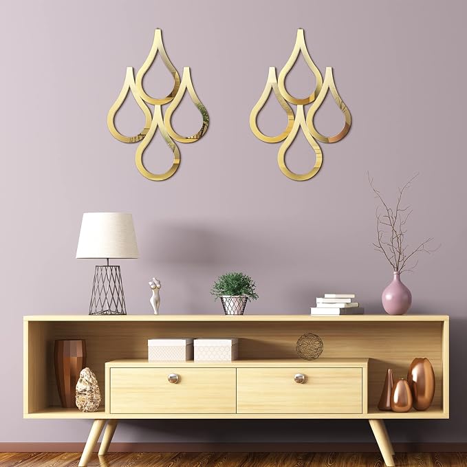 Weysat 2 Pieces Teardrop Wall Mirror Hanging Wall Mounted Decorative Accent - Image 6