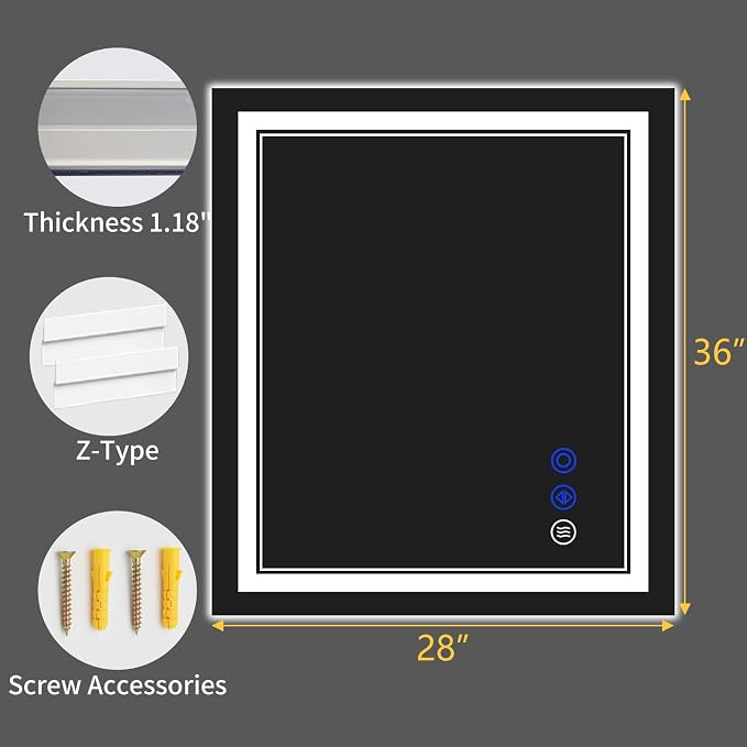 36"x28" LED Bathroom Mirror - Image 9