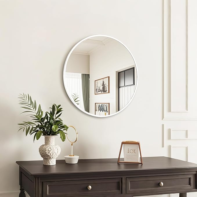 Fabuday White Round Mirror for Wall 20 inch - Image 4