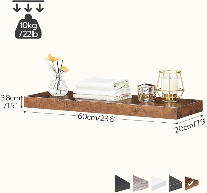 HOOBRO Floating Shelves for Wall, Wall Mounted Shelf Set of 2, 23.6" Hanging - Image 3