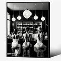 Vintage Black and White Black Framed Wall Art Trendy Women Drink Cocktail by FuSatisYilife