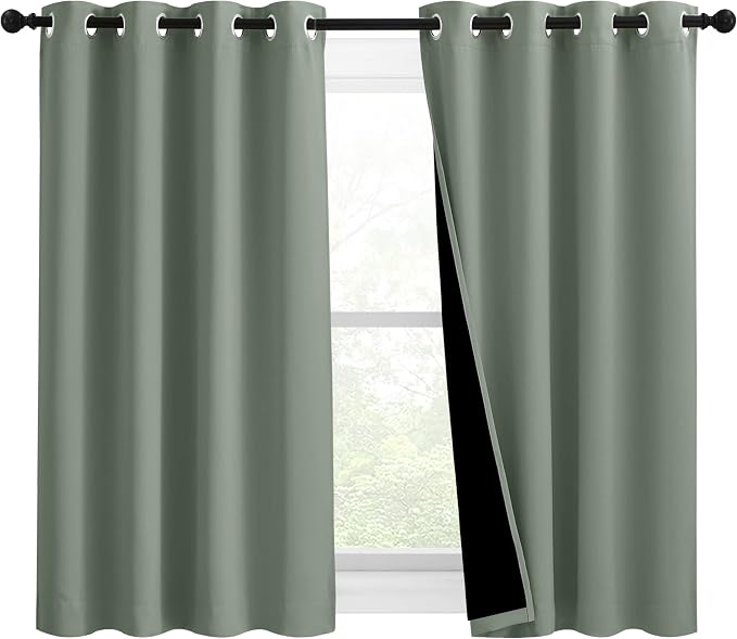 NICETOWN 100% Blackout Curtains 54 inches Long, Double-Deck Completely Blackout by NICETOWN