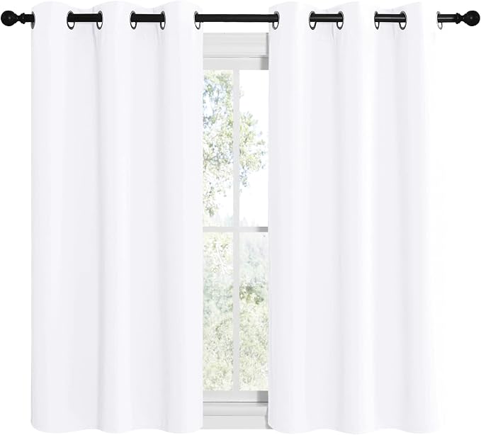 NICETOWN White Window Curtain Panels 50 inch Length, 50% Light Blocking Curtains - Image 2