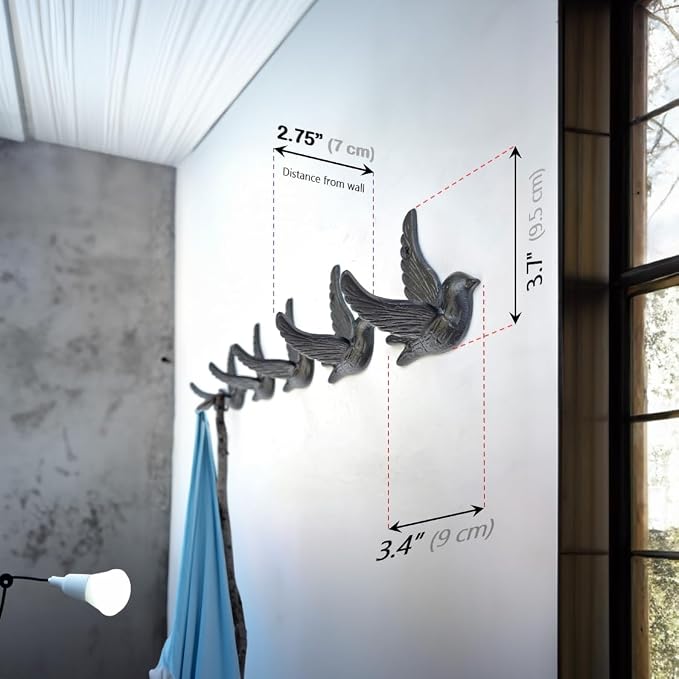 Ambipolar Flying Bird Iron Cast Decorative Bird Wall Mounted Coat Hooks - Image 4