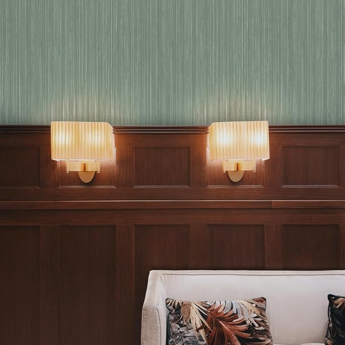 Tempaper Textured Metallic Sage Green Faux Grasscloth Removable Peel and Stick - Image 7