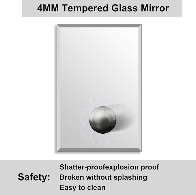 Beveled Bathroom Mirror for Wall, Rectangle Frameless Wall Mirror 24" x 16" - Image 5