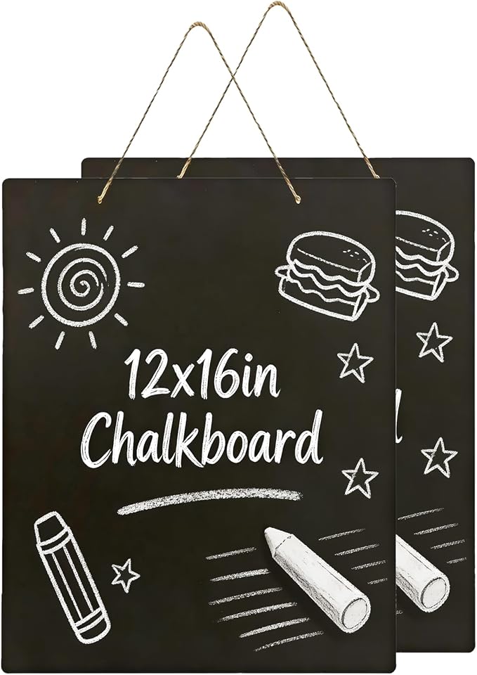 Hanging Chalkboard 12x16 Inch Double-Sided Chalkboard Sign Decorative by KOOLDE