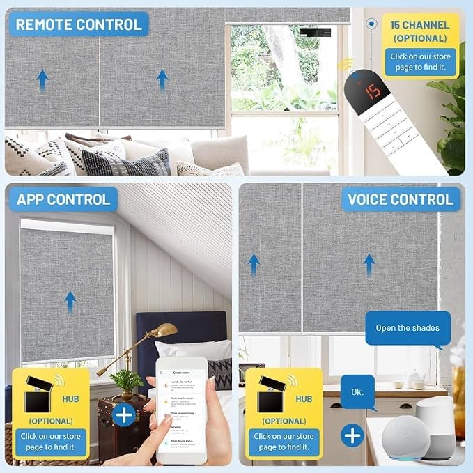 Motorized Blinds with Remote, Cordless Smart Blinds with Valance Cover - Image 5