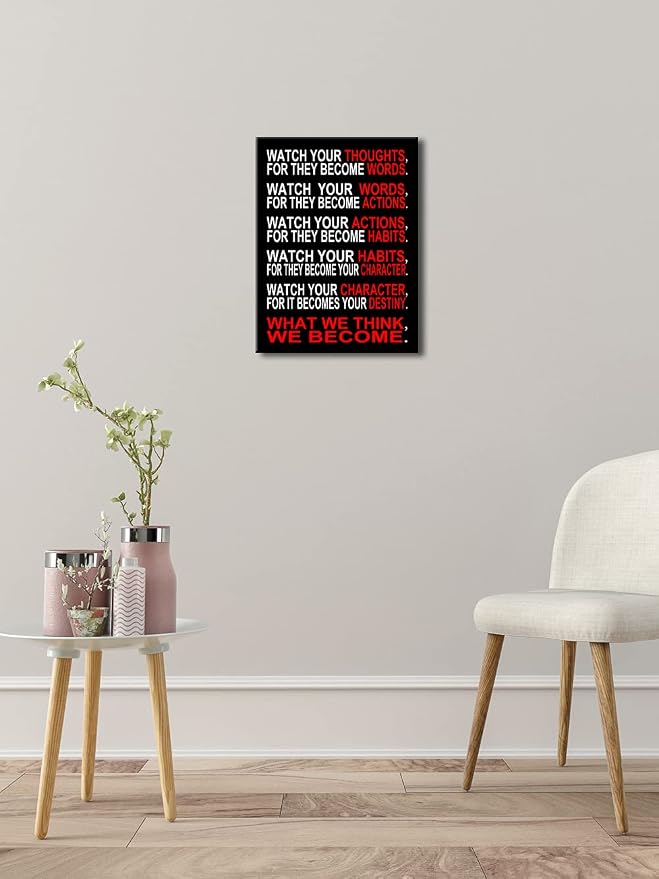 Pyradecor Watch Your Thoughts Motivational Classroom Poster Modern Canvas - Image 4