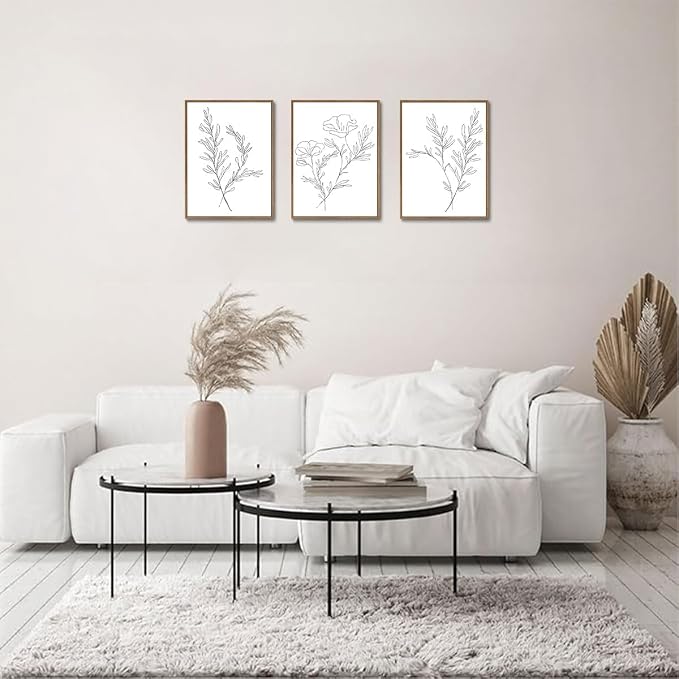 KISSFOX 3 Piece Framed Wall Art Botanical Wall Decor Floral Pictures Wildflower - Image 3