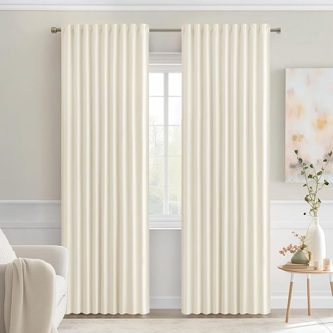 MIULEE Birch Back Tab Blackout Curtains 84 Inch Length 2 Panels Set by MIULEE