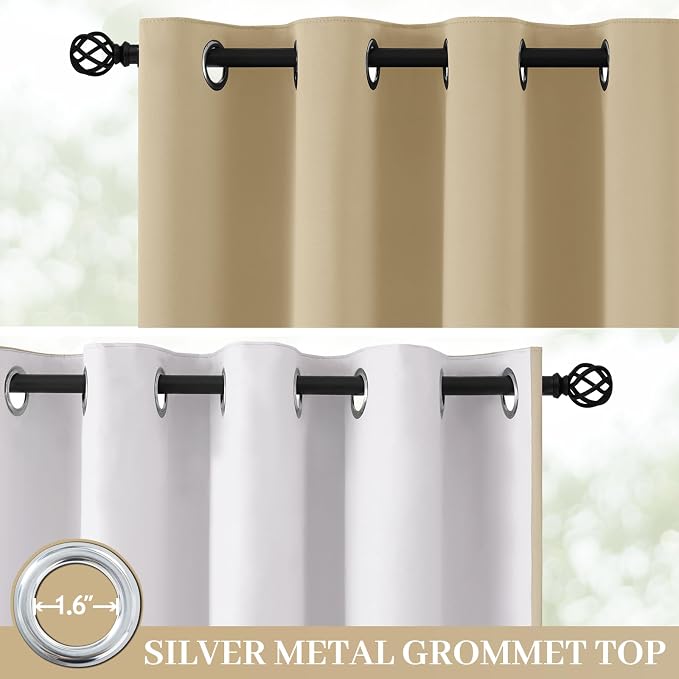Yakamok 100% Blackout Curtain Panels 84 inches Cold and Light Blocking Drapes - Image 2