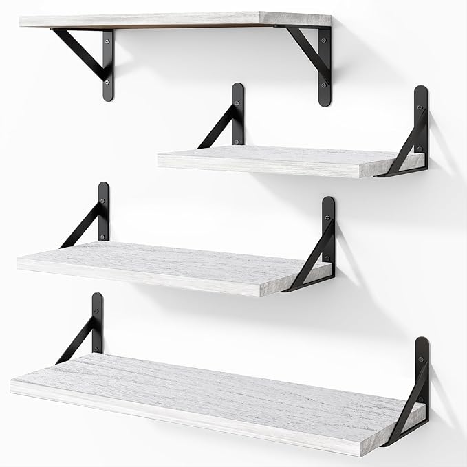 YGEOMER White Floating Shelves for Wall, Different Sizes Rustic Wall Shelves by YGEOMER