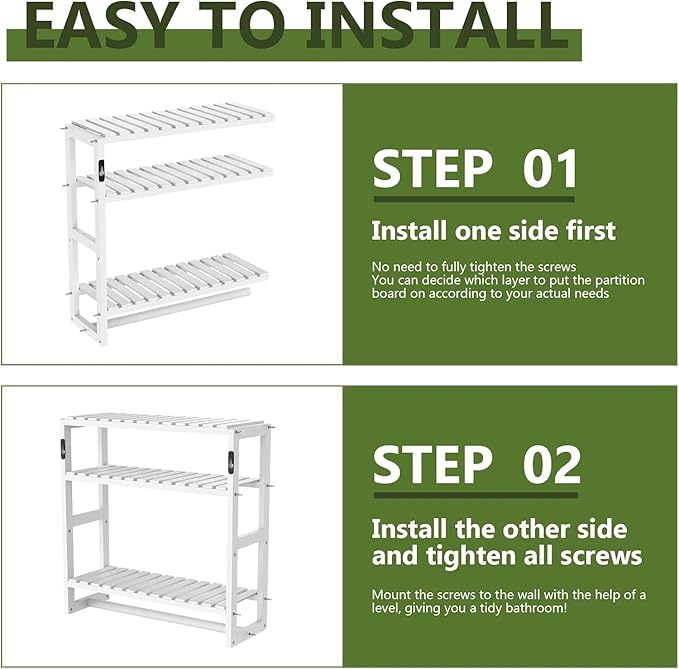 Galood Over The Toilet Storage Bathroom Shelves Wall Mounted 3 Tier Space Saver - Image 5