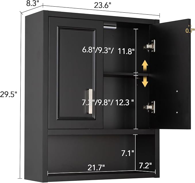 VANIRROR Black Wall Cabinet 23x29 inch - Image 3