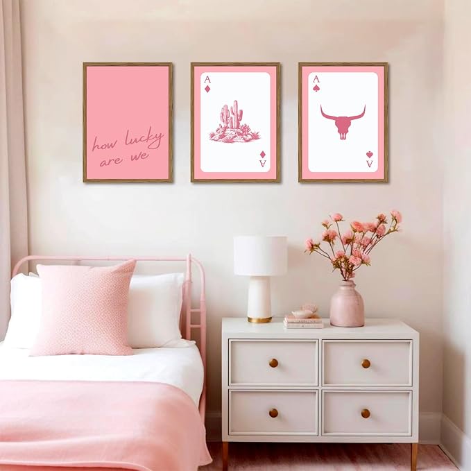 Pink Western Wall Art, How Lucky are We Wall Decor Picture Southwestern Cowgirl - Image 3